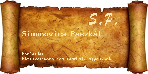 Simonovics Paszkál névjegykártya